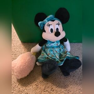 Disney Park Minnie Mouse Plush Doll Hong Kong Teal dress 14" Tall